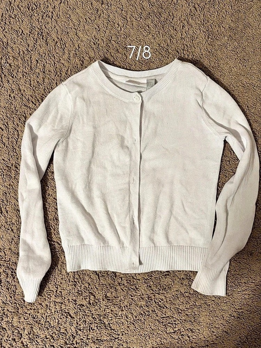 Cat & Jack Girls' Button-Front Cardigan Sweater White Girls 7/8